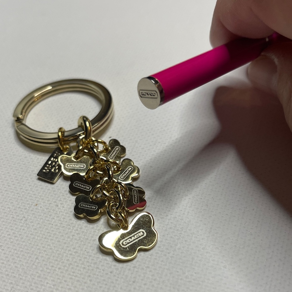 Coach Butterfly Pink and Orange Keychain and Pink Coach Pen - Picture 6 of 6